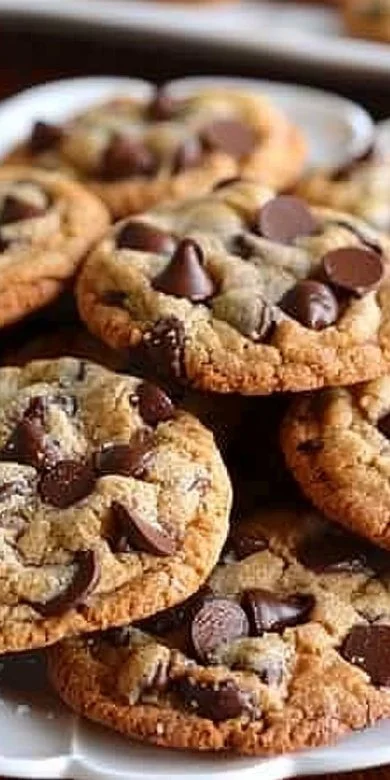 Plate of quick chocolate chip cookies fresh out of the oven
