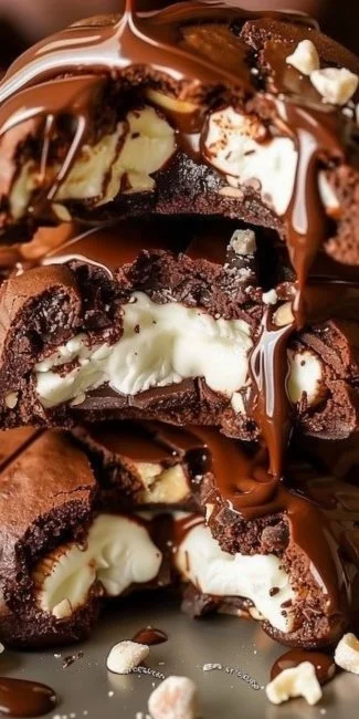 Rocky Road Chocolate Fudge Cookies 3 Rocky Road Chocolate Fudge Cookies with chocolate, marshmallows, and nuts