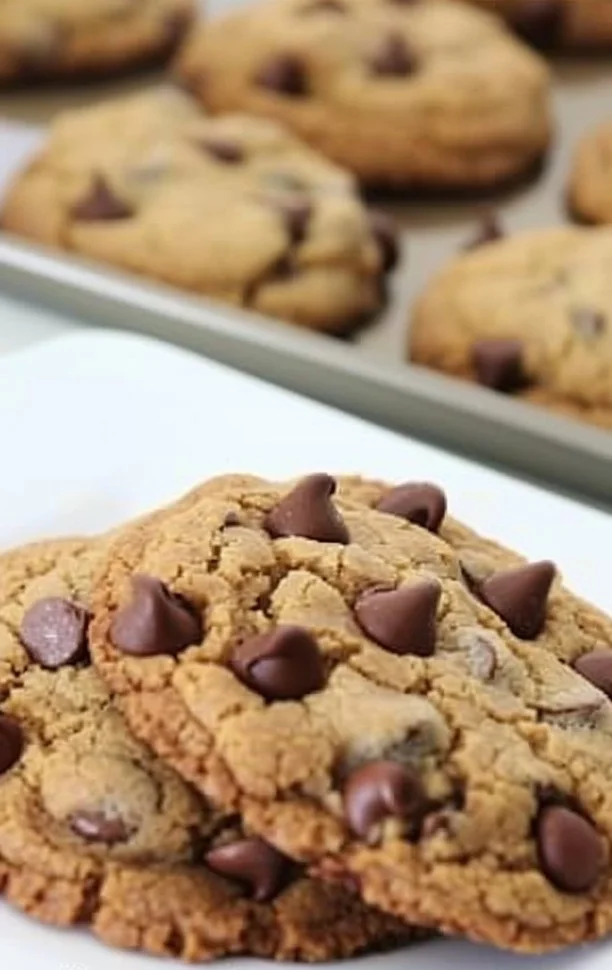 Simple Chocolate Chip Cookies 3 Freshly baked simple chocolate chip cookies on a cooling rack