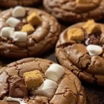 Delicious homemade S'mores Cookies with chocolate and marshmallows