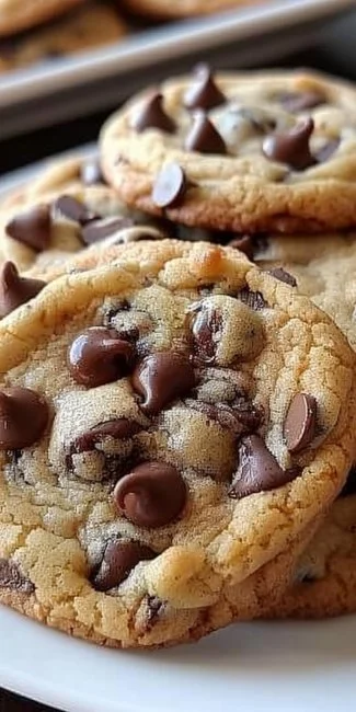 Soft Chocolate Chip Cookies 3 Freshly baked soft chocolate chip cookies on a cooling rack