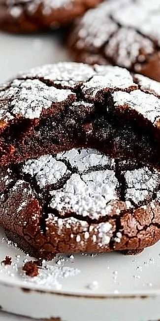 Ultimate Chocolate Crinkle Cookies 3 Delicious ultimate chocolate crinkle cookies dusted with powdered sugar