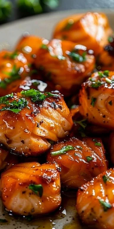 Air Fryer Honey Garlic Salmon Bites