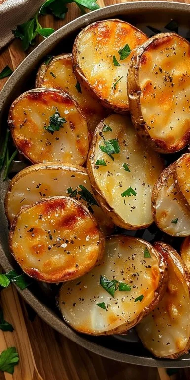 Air Fryer Sliced Potatoes 4 Crispy air fryer sliced potatoes served on a plate